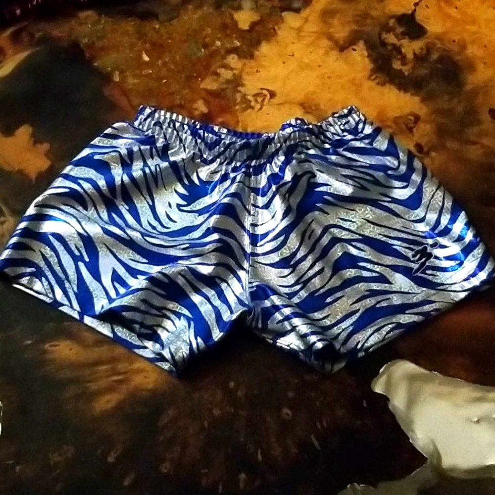 New Blue Silver Metallic 3" Lycra Festival Shorts